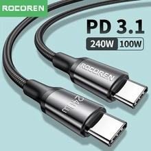 Rocoren 100W USB C To Type C Cable USB PD 3.1 240W Fast Charging Charger Cord USB-C 5A TypeC Cable For Macbook Samsung Xiaomi