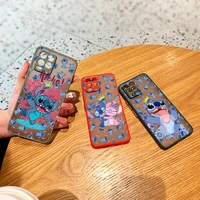 cartoon lilo stitch for oppo reno7 6 z 5 find x2 pro plus a94 a74 a72 a53 a54 a93 a9 2020 frosted translucent phone case