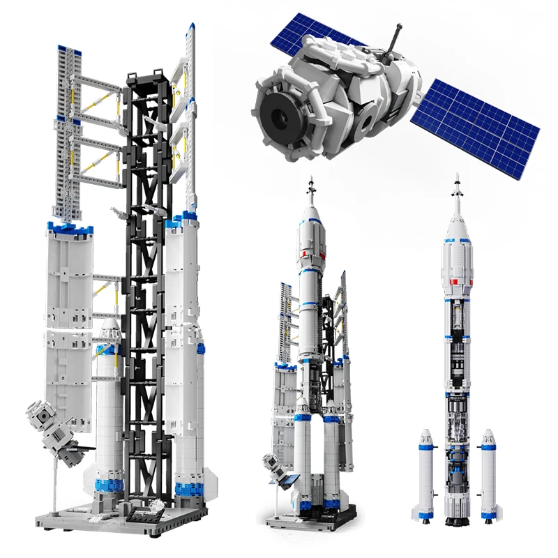 

City Aerospace Space Launch Pad Building Blocks Satellite Rocket Launcher Spaceship Launch Vehicle Bricks Toys For Kid