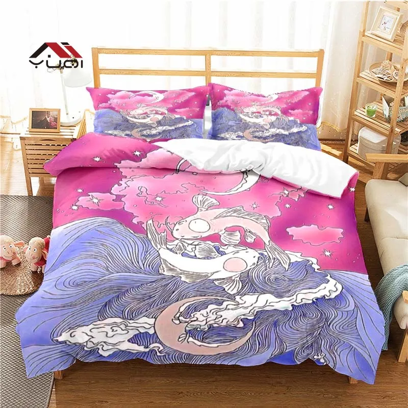 

Комплект постельного белья для взрослых и детей, с рисунком рыбы