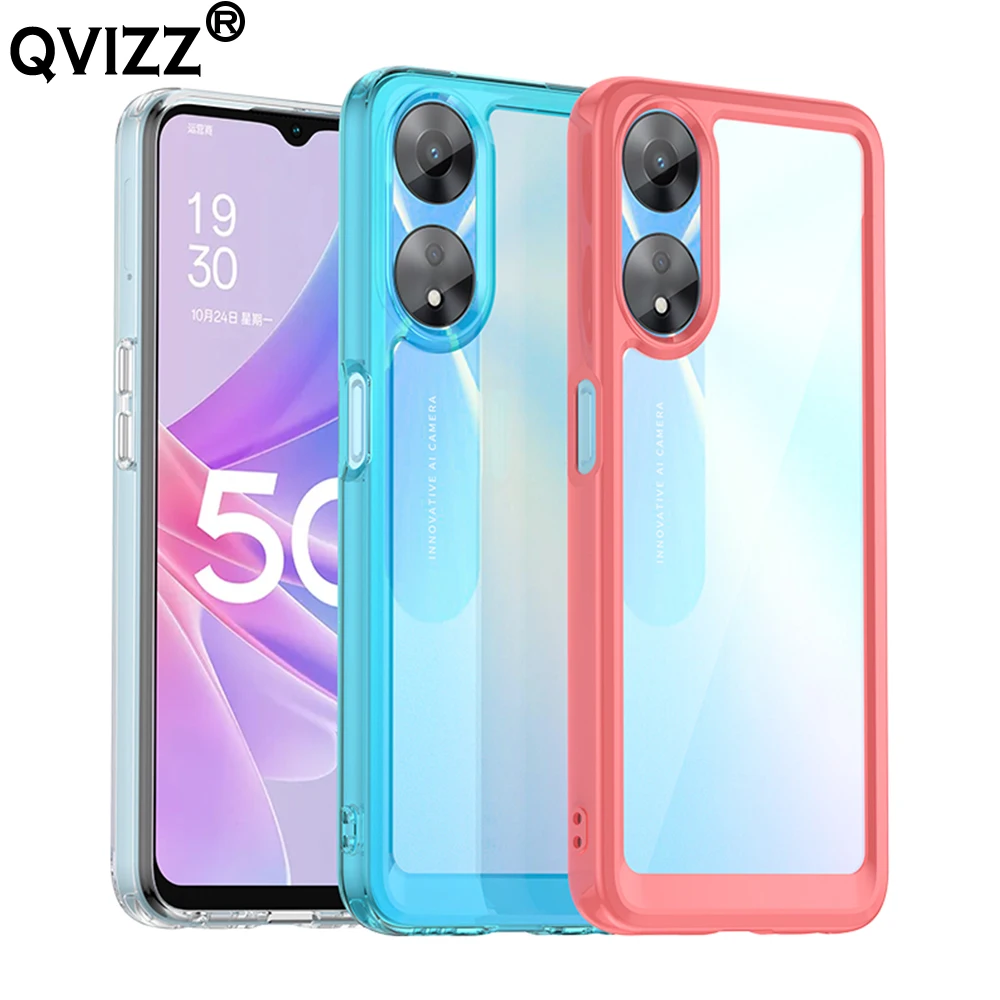 

Luxury Clear Case for Oppo A58 Transparent Ultra-thin Soft Silicone Edges Hard Back Armor Shockproof Phone Cover OppoA58