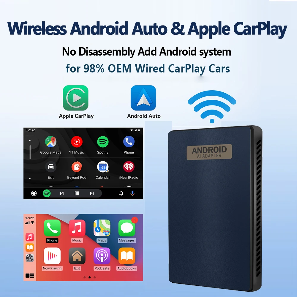 Фото Беспроводной Android, авто Android, CarPlay ai box 4 + 64 ГБ с 4G,Youtube,Android Box, мультимедийный плеер, добавление в интеллектуальную автомобильную систему №2
