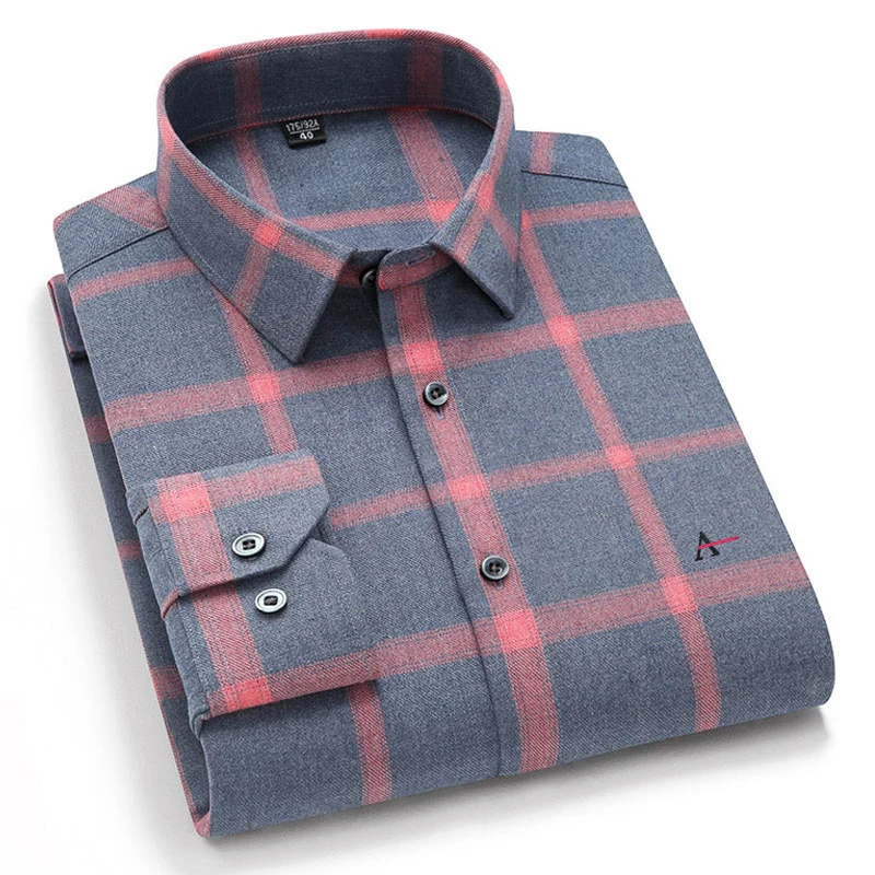 2022 New Long Sleeve Men's Plaid Casual Shirt New Hot Fashion Comfortable Soft Fashion Regular Fit Brushed Checked Shirt