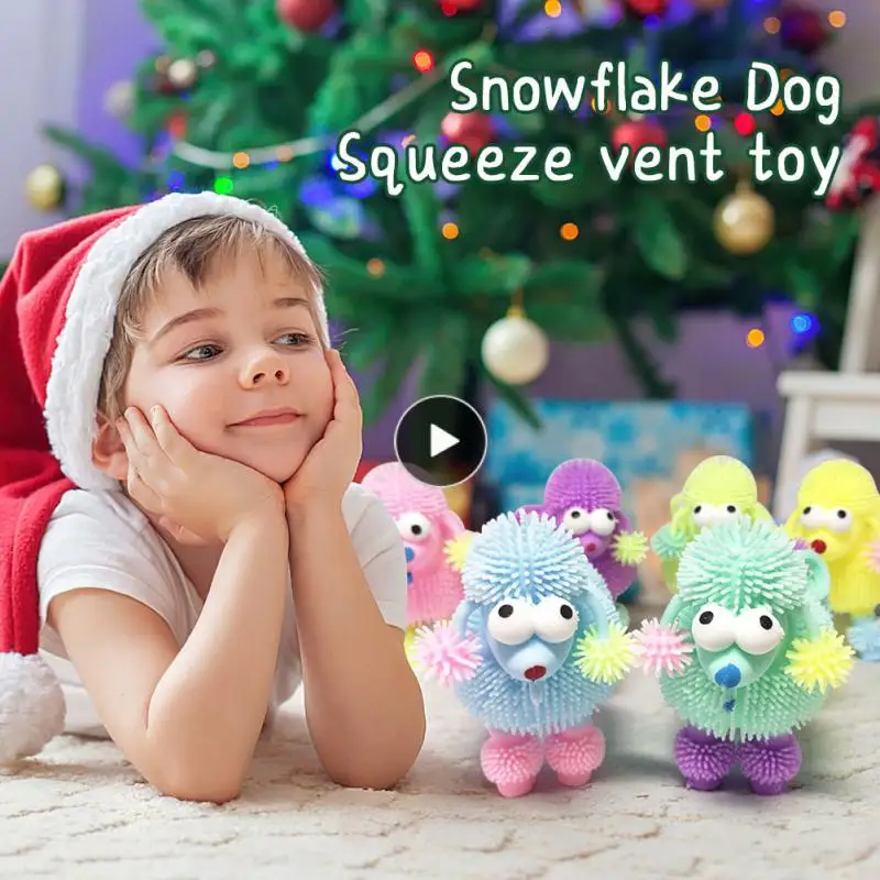 

Snowflake Dog Tpr Lovely Led Light Toys High Quality Decompression Toys Children Toys Color Random Glowing Hair Ball Soft