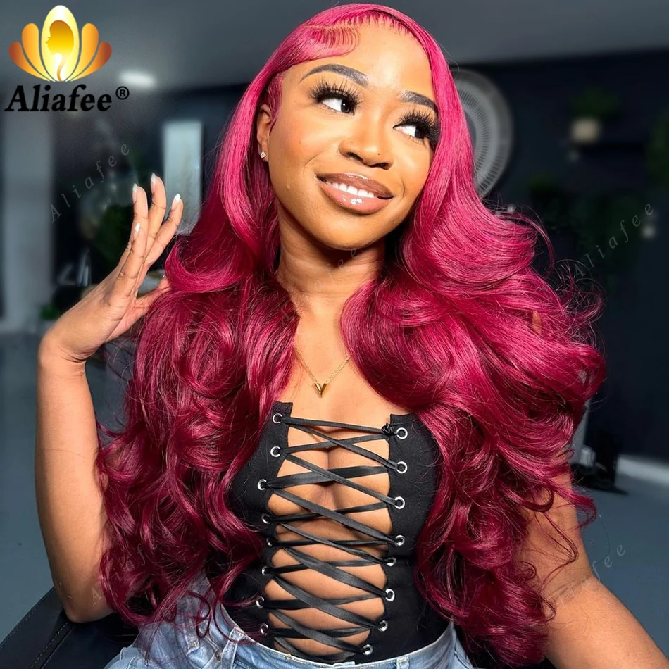 

Парик женский фронтальный из розово-красного тела, 13x4 дюймов