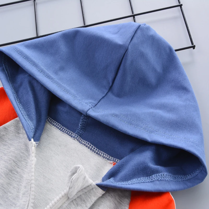 Children's clothing suits fashion color-blocking hooded sports top coat + pants 2-6 Age boys girls clothes spring autumn garment