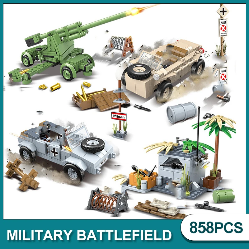 Конструктор Военный WW2 серии поле боя бронированный грузовик MOC автомобиль