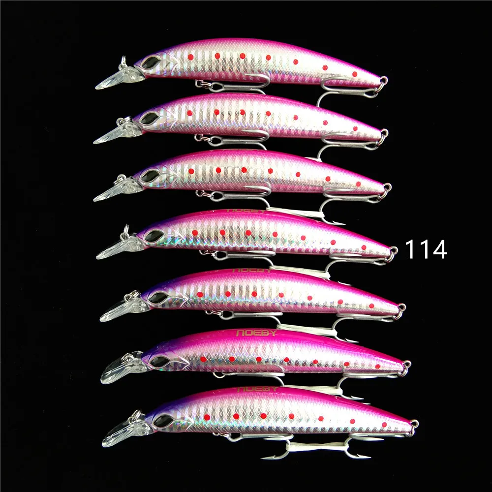 

Noeby 7PCS 110S 110mm 19g Long Casting Sinking Minnow Saltwater Fishing Lure Large Trout Pike River Lake Hard Baits Jerkbait