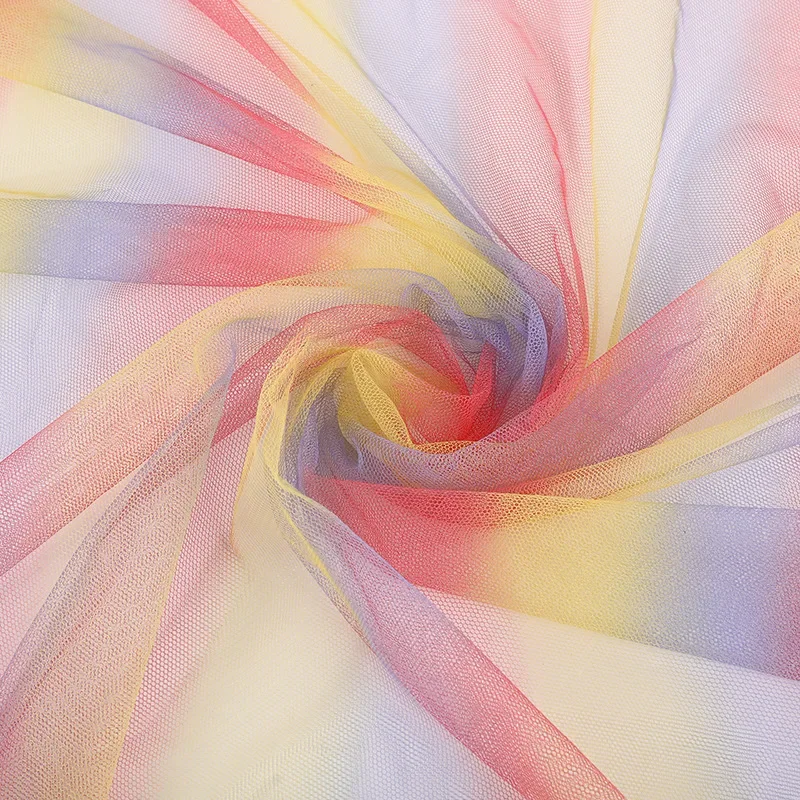 2/4/6 ярдов цветная Радужная сетчатая ткань с градиентом радужная Тюлевая для