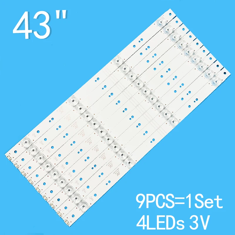 

Новинка, 9 шт./лот, 4 светодиода, 3 в, подходит для 43 "телевизора APT-LB15046 5800-W43018-0P10 5800-W43018-6P00 43G6A 43E3600W 43S1 43E366W