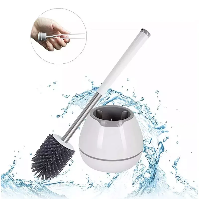 

TPR Toilet Brush with a Thoughtful Designed Tweezer and Holder Set Silicone Bristles for Bathroom Washroom Cleaning