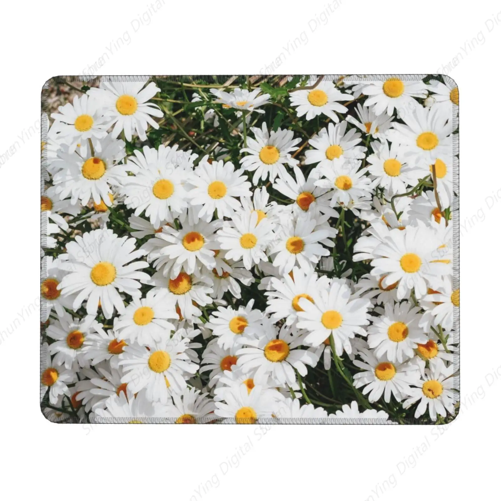 Белый коврик для мыши с изображением ромашки противоскользящий резиновый