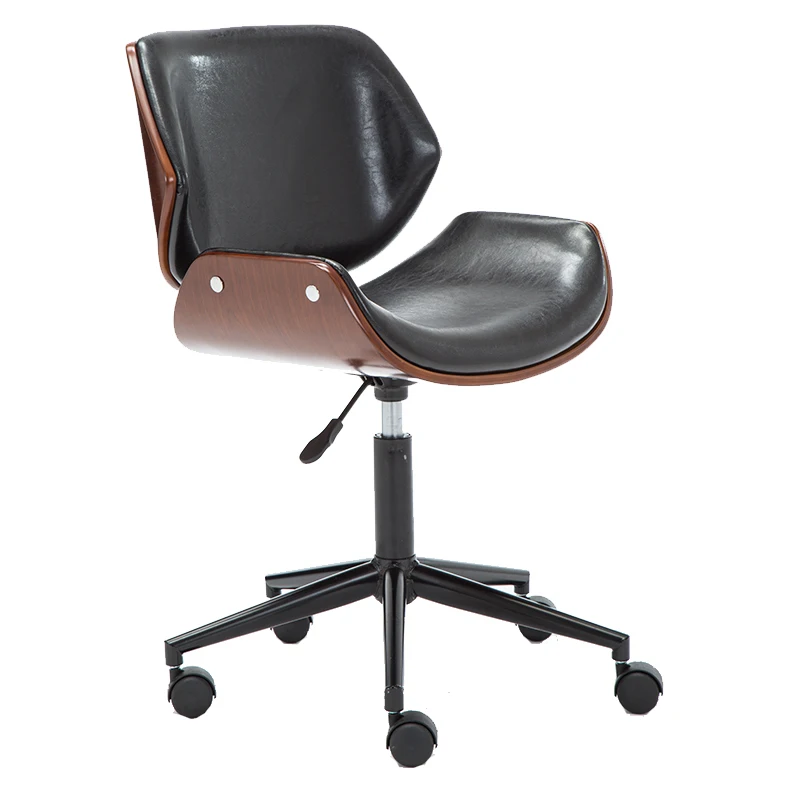 

Черное кожаное покрытие, деревянная рама орехового цвета, мебель для жилых помещений, барный стул