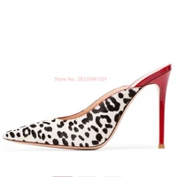 woman spring and autumn leopard patterned suede stiletto heel pointed mueller single shoes banquet fashion shoes