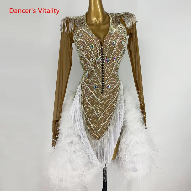 

Latin Dance Competition Dress Adult Rumba Chacha Tango Dance Performance Clothing Customzied Latin Dancing Stage Wear Outfit