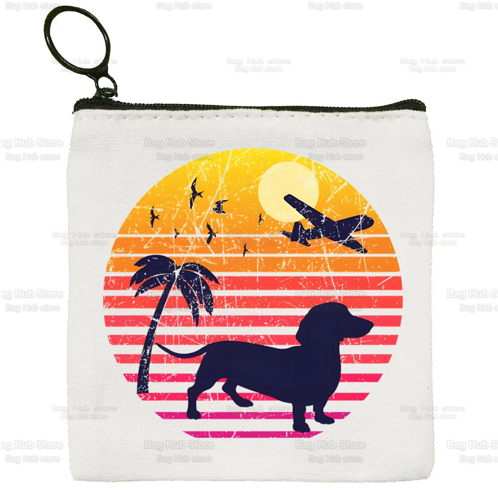 Dachshund Teckel Cute Dog Cartoon Printed Canvas Bag Design Canvas Simple and Fashionable Storage Bag