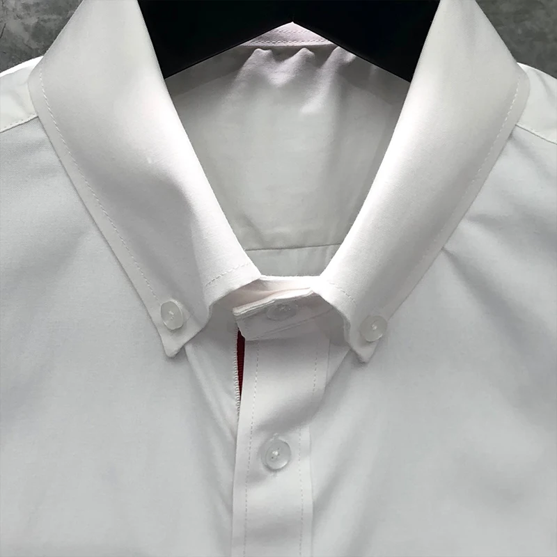 TB THOM Men's Business Shirts Spring Pure Color Classic Button Stripes Shirt Korean Fashion Brand  Casual Simple Women Blouse