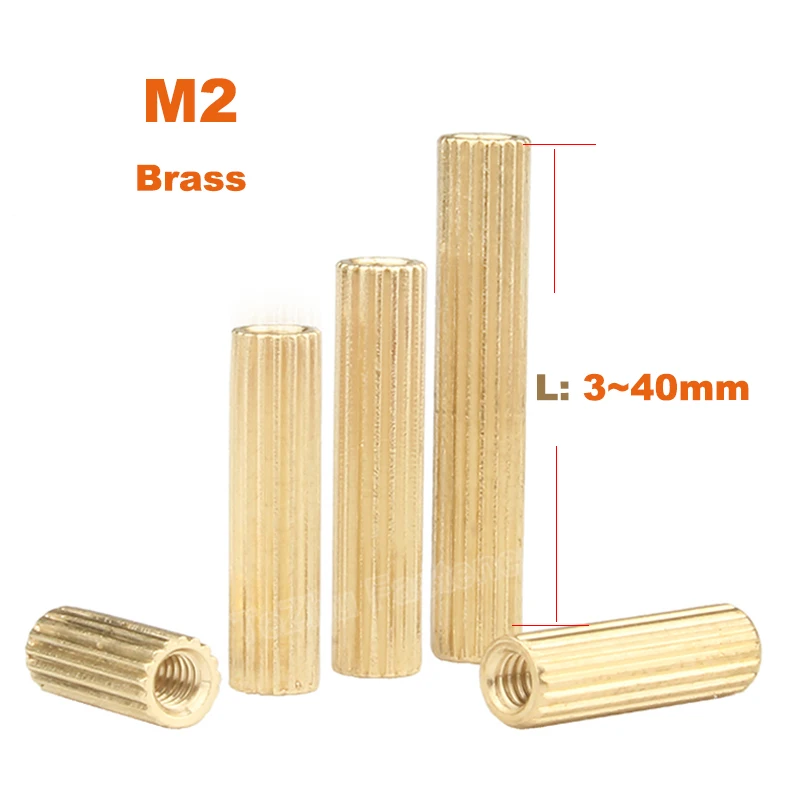 

20pcs M2 Brass Round Knurled Spacer Standoff Spacing Screw Stud Nut Connector Female Threaded Hollow Pillar Double Pass PCB PC