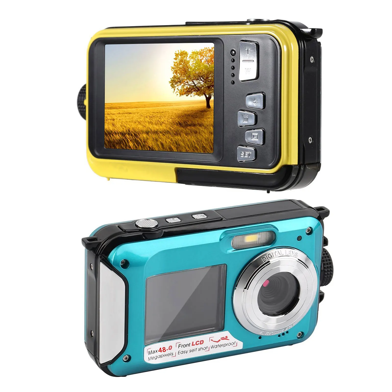 

2.7inch Dual Screen Digital Camera 1080P HD 48MP Waterproof Underwater Camera Anti-shake Outdoor Video Recorder for Snorkeling