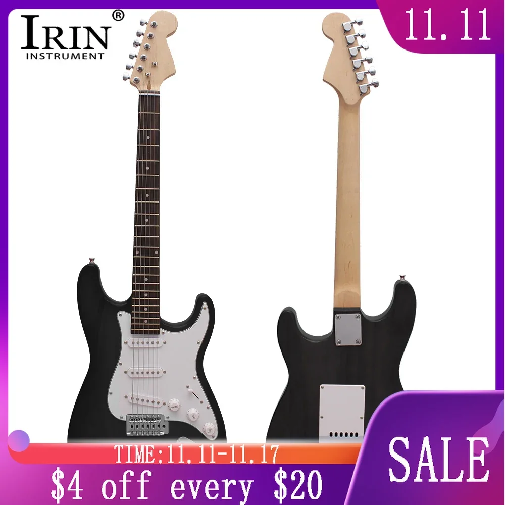 

IRIN 39 Inch Electric Guitar 6 String 22 Frets Electroacoustic Guitar Basswood Body Professional Electric Guitar Black