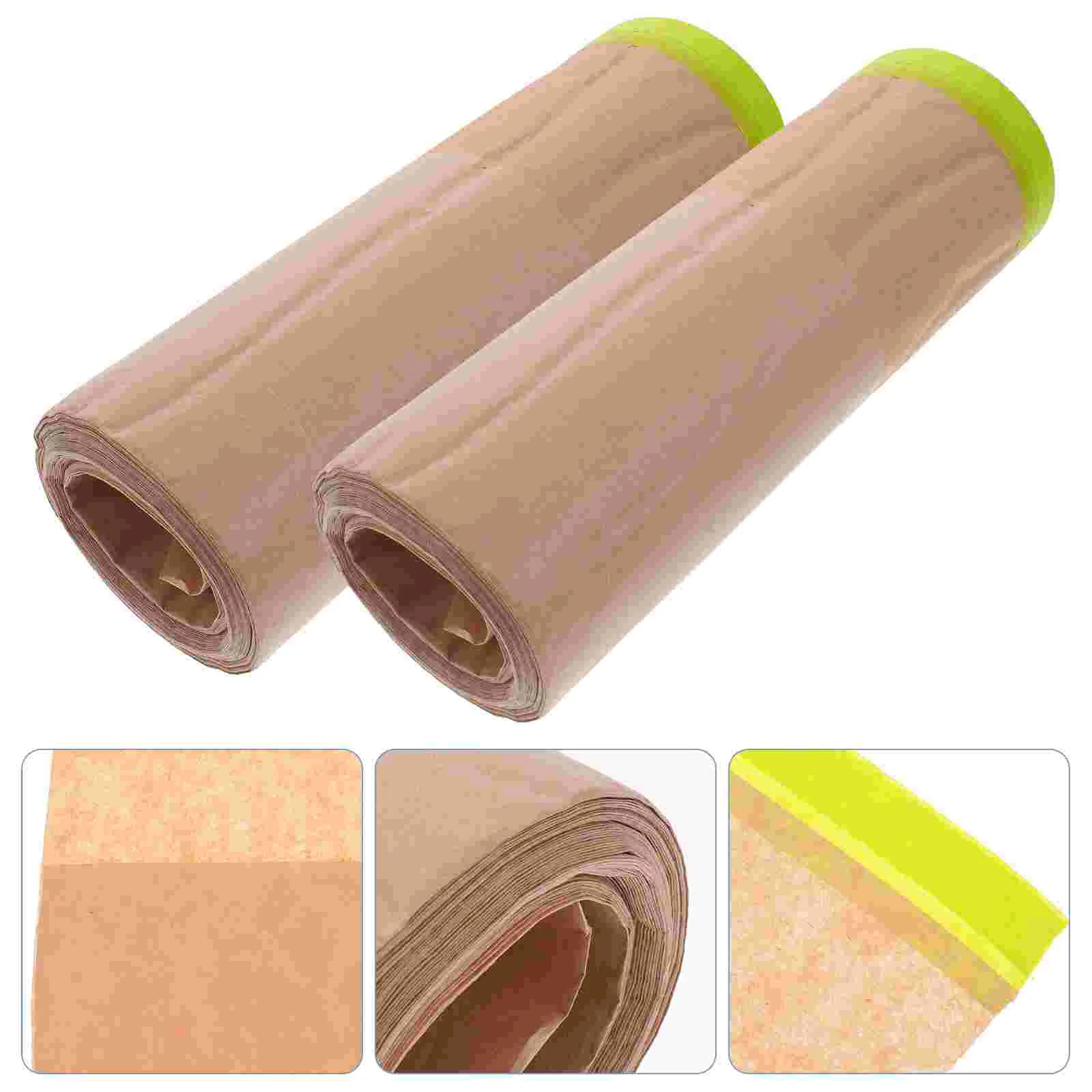 

2 Rolls Car Spray Kraft Masking Film Paper For Covering 19.5X6.5X6.5CM Protective Japanese Automotive Painting Furniture