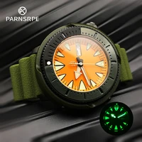 parnsrpe automatic mens watch nh36a movement sapphire glass water resistant steel case luminous monster orange dial tuna diving