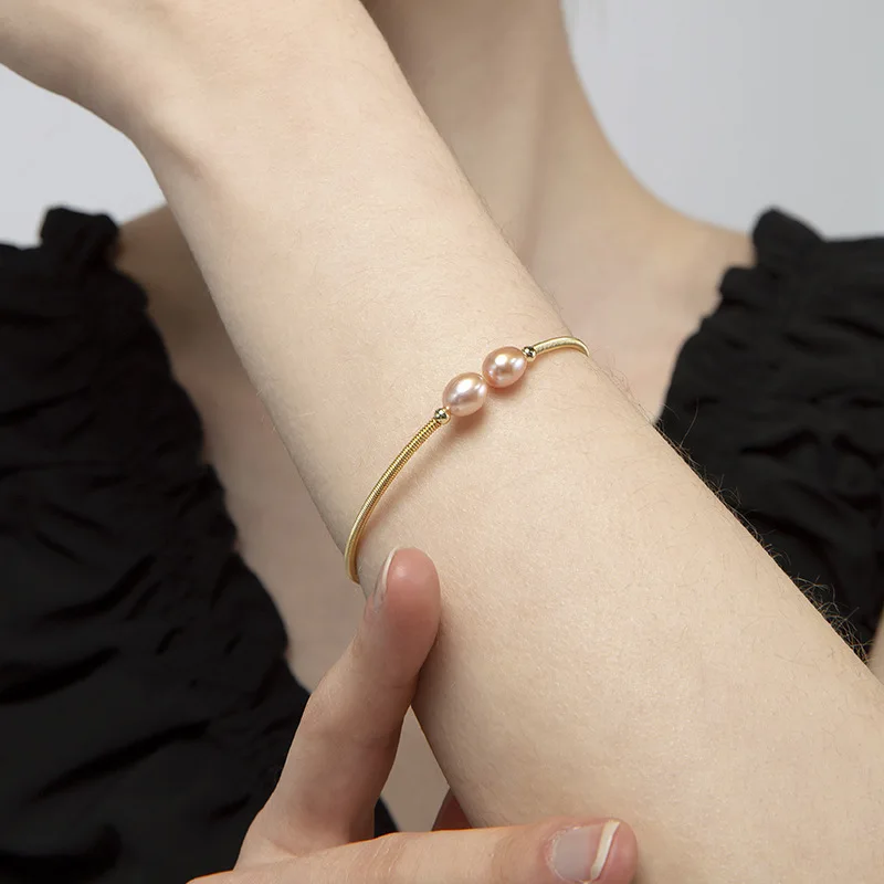 Новый Браслет-манжета в богемном стиле браслет с пресноводным жемчугом золотого
