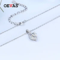 oevas 100 925 sterling silver heart cut created moissanite gemstone pendent necklace engagement party fine jewelry wholesale