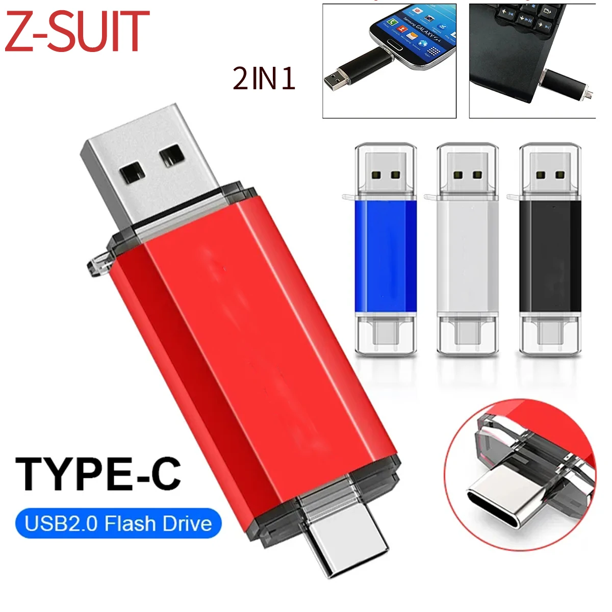 TYPE-C OTG 2 IN 1Phone/Laptop USB Flash Drives Metal Pen Drive Hight Speed Memory Stick U Disk 4GB ​Waterproof USB 64GB PenDrive
