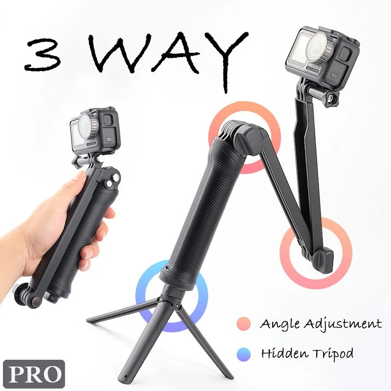 

Foldable 3 Way Grip Waterproof Monopod Selfie Stick For Gopro Hero 9 8 7 5 6 4 10 SJ Xiaomi Yi Action camera Tripod Accessories