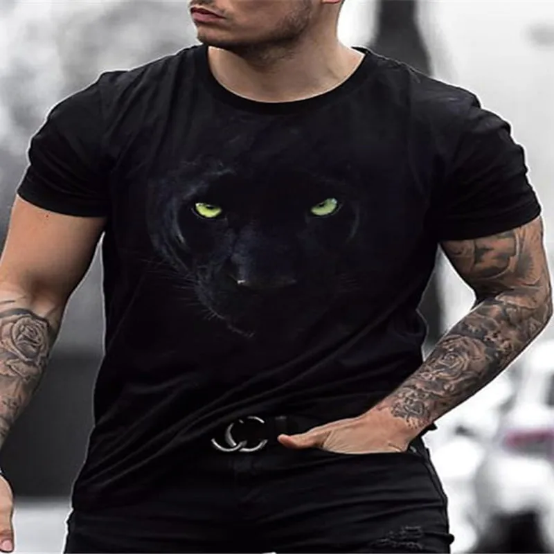 

Summer new men's T shirt handsome Rottweiler print 3D Harajuku casual unisex short-sleeved T-shirt