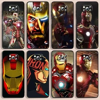 marvel iron man character phone case for xiaomi poco f1 x2 f2 x3 c3 m3 f3 x4 m4 f4 pro 5g 4g nfc gt black luxury silicone back