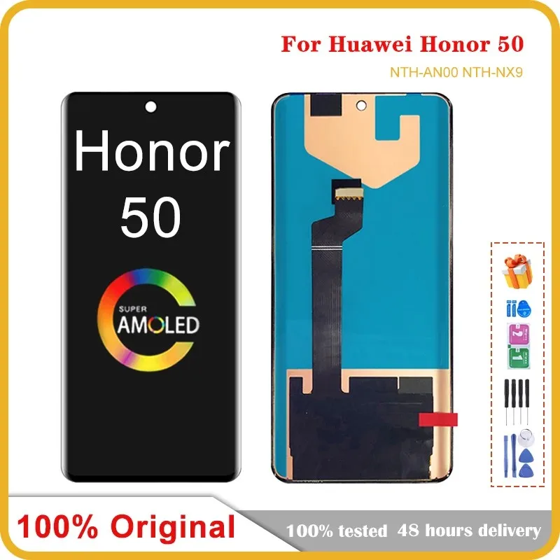 

6.57'' Original Screen For Huawei Honor 50 LCD Display Touch Screen Digitizer For Honor 50 NTH-AN00 NTH-NX9 LCD With Middle Fram