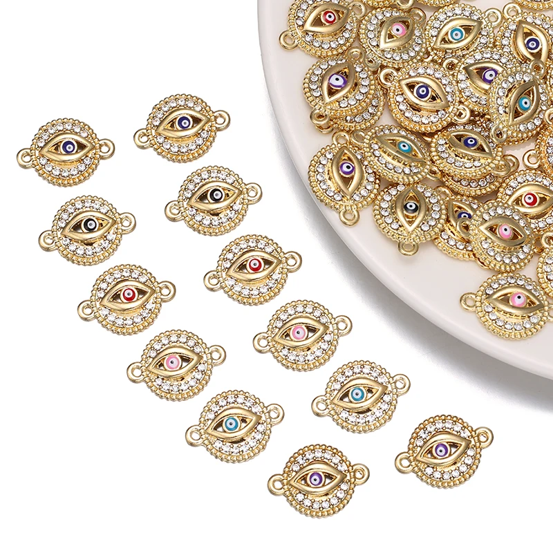 

10Pcs 20*15MM Zircon Turkish Greek Blue Eye Pendant Amulet Charms DIY Bracelet Necklace Accessories Connector For Jewelry Making