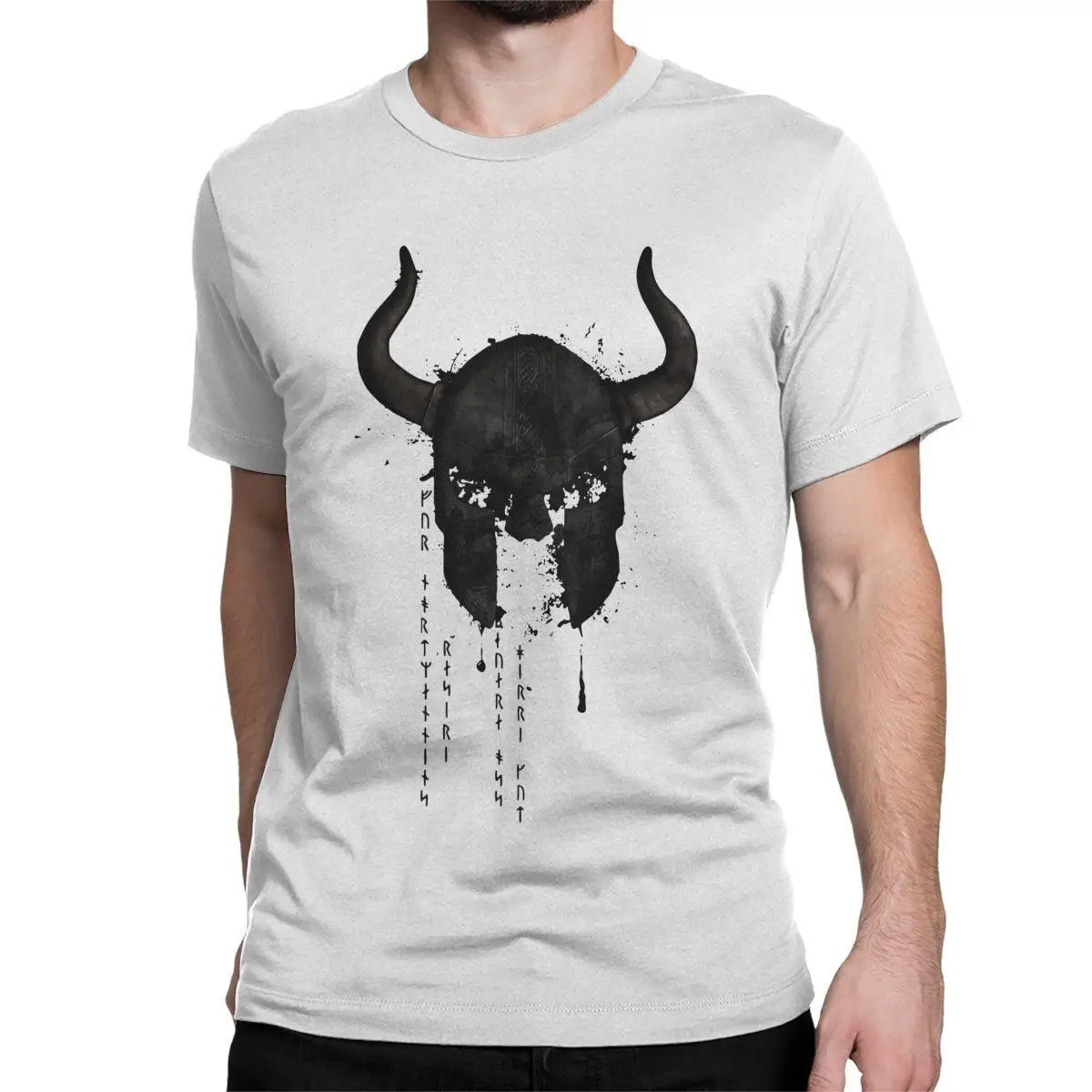 Northmen Viking Helmet Rune T-Shirts for Men Funny Pure Cotton Tee Shirt Round Collar Short Sleeve T Shirt Graphic Tops