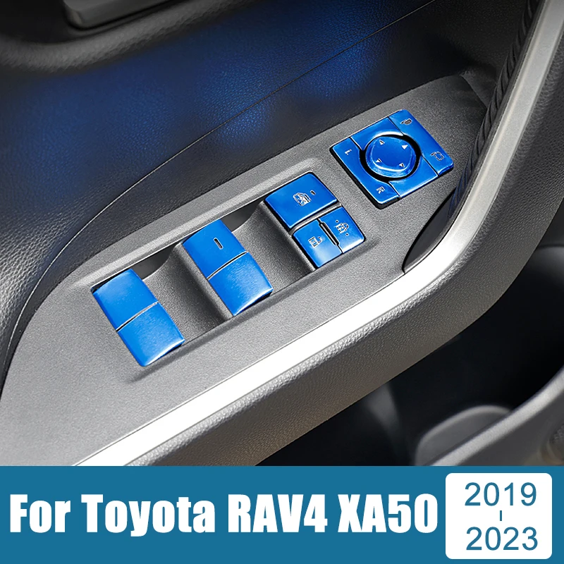 

For Toyota RAV4 RAV 4 XA50 Hybrid 2019-2021 2022 2023 Aluminum Car Internal Window Lifter Switch Button Trim Sticker Accessories