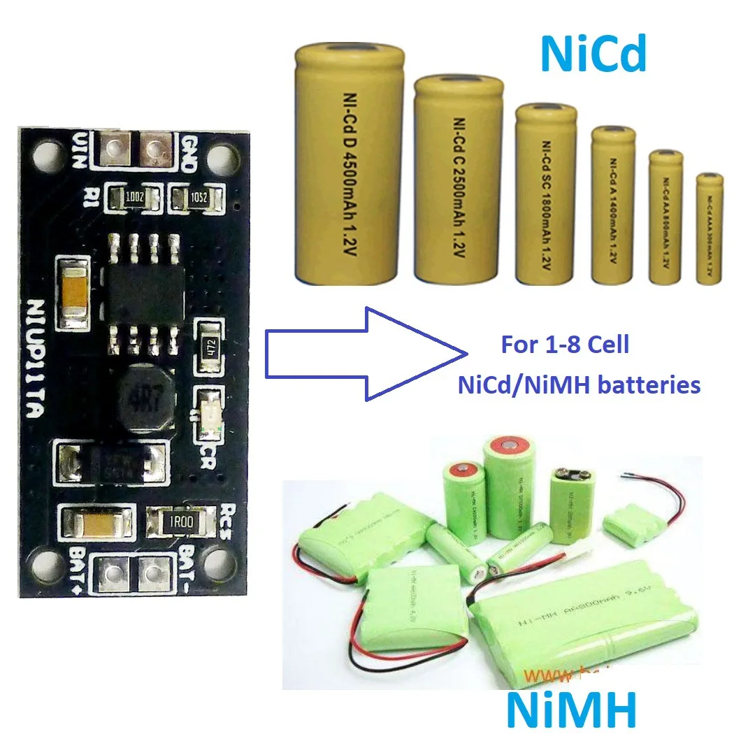

1/2/3/4/5/6/7/8 Cell 190mA-240m 1.2V 2.4V 3.6V 4.8V 6V 7.2V 8.4V 9.6V NiMH NiCd Battery Dedicated Charger Charging Module Board