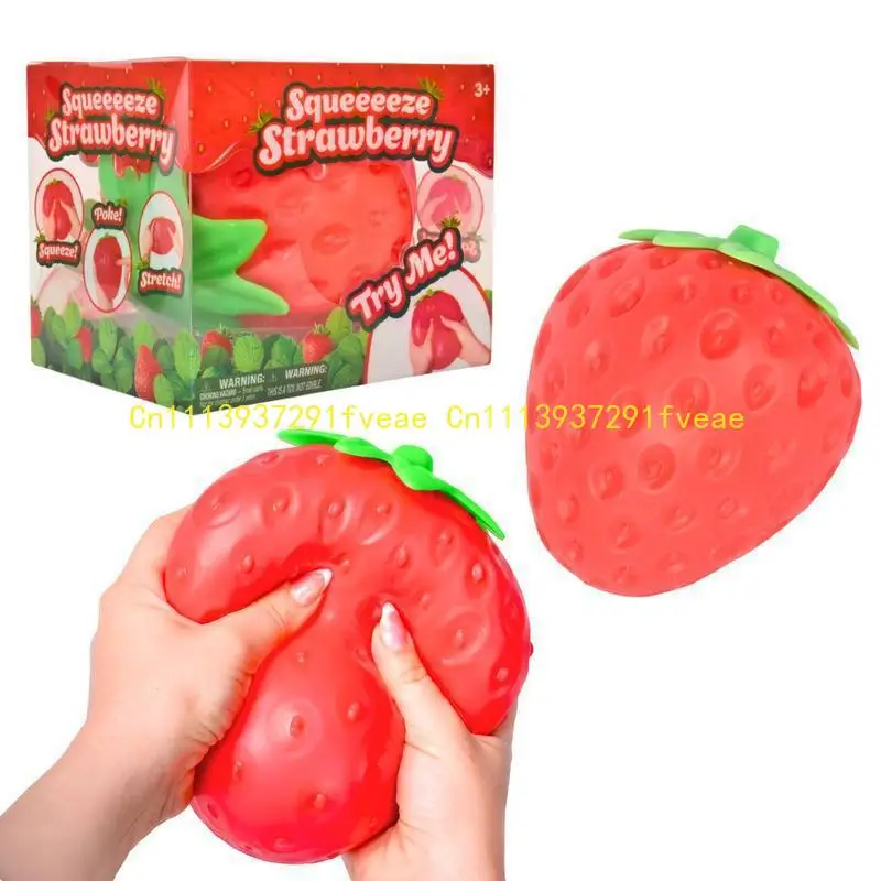 Фото Супер-жмякучая клубничная игрушка-антистресс 14 см, медленно восстанавливающая форму, для взрослых, сенсорная игрушка для снятия стресса, антистрессовый мячик №3