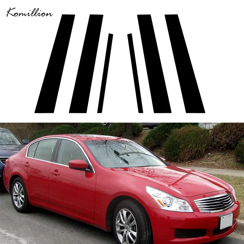 

6 шт. глянцевые черные автомобильные столбы для пианино, формовочные крышки для Infiniti G35 G37 2002 2003 2004 2005 2006-2013