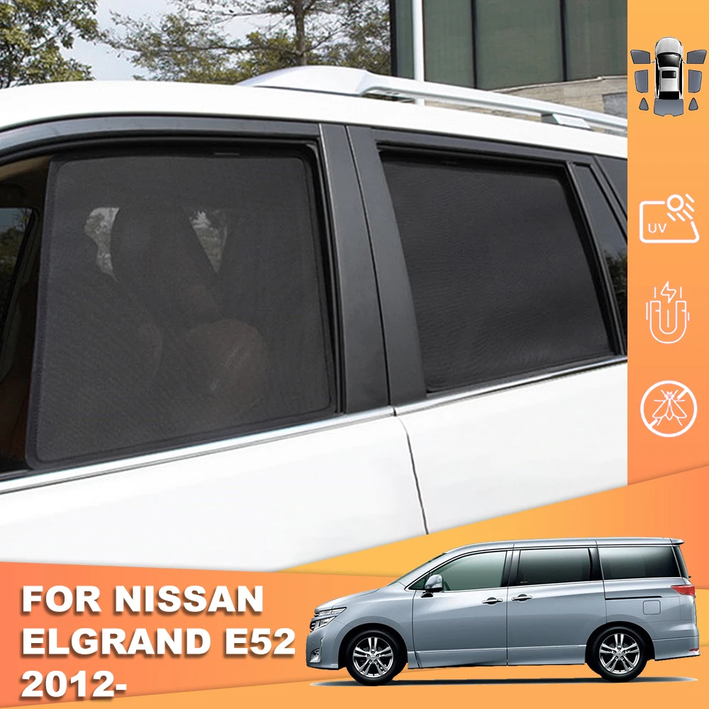 

For Nissan Elgrand E52 2010-2023 Magnetic Car Sunshade Visor Front Windshield Frame Curtain Rear Side Window Sun Shades Shield