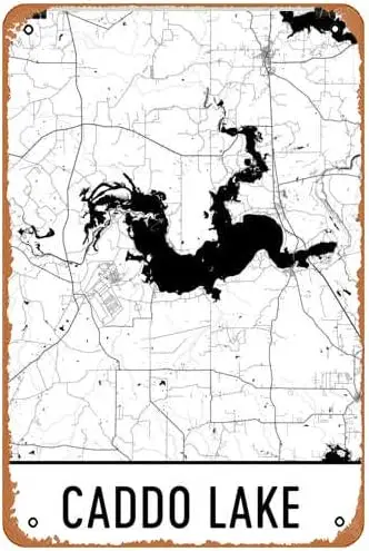 Tn Sgn Vntge Cddo Lke Texs Tx Mp rt Fshng – Плакат Wll Decor Decorto