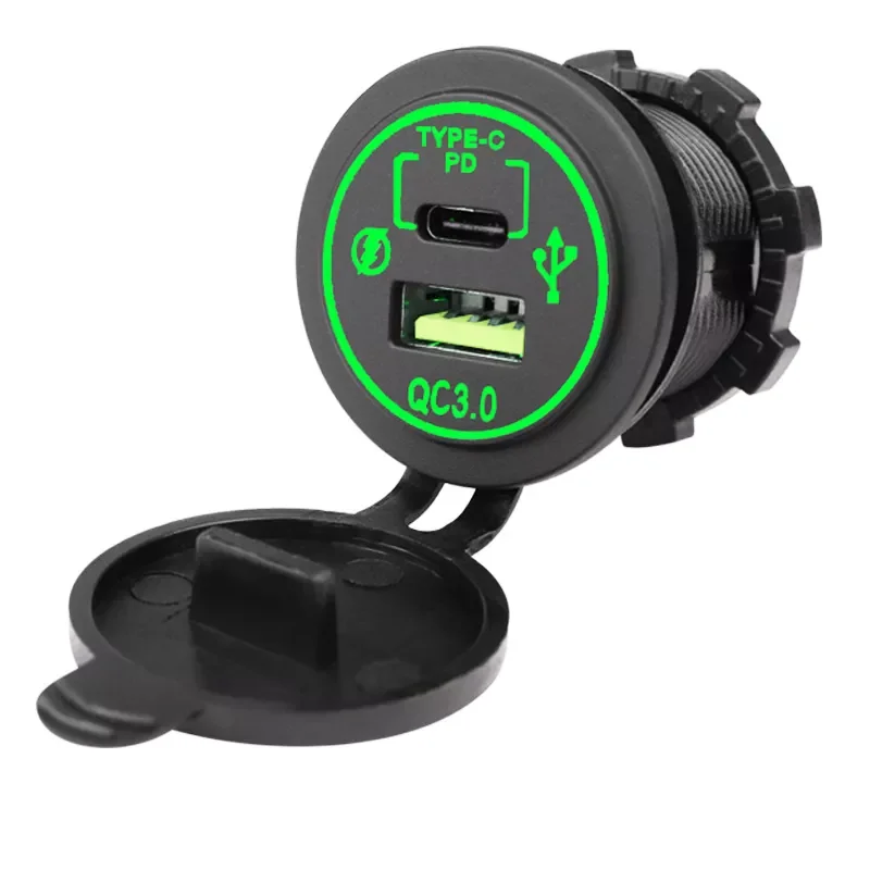 

Car USB Charger PD Type QC 3.0 USB Charger Socket Power Outlet LED Adapter Waterproof For 12V 24V Car Motorcycle Truck