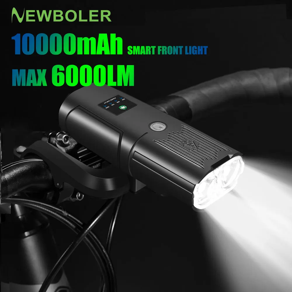 

NEWBOLER 6000 Lumen Smart Bicycle Light 10000 mAh USB Rechargeable Bike Headlight Set Flashlight Handlebar MTB Road Bike Cycling