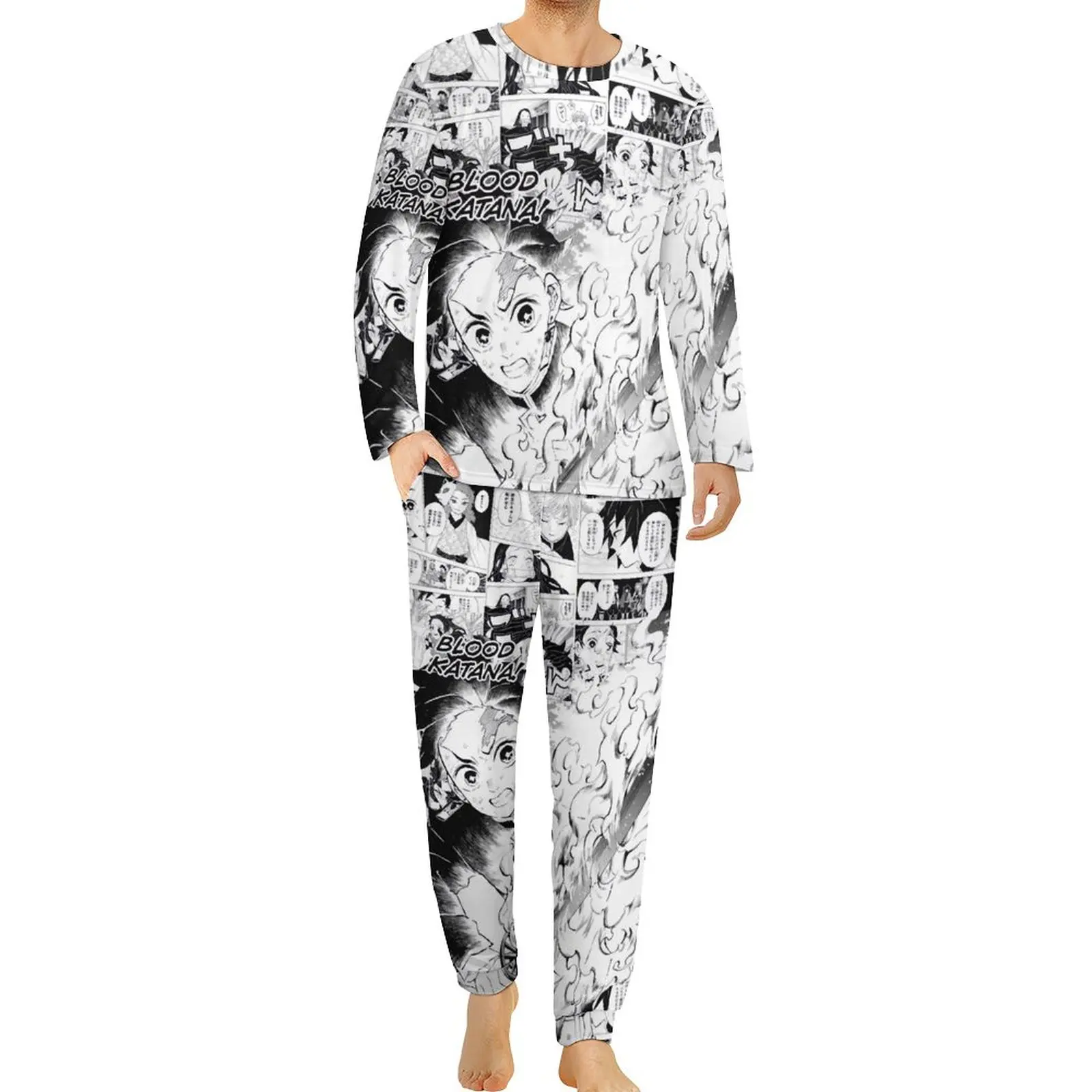 

Demon Slayer Manga Pajamas Man Kimetsu No Yaiba Romantic Sleepwear Autumn Long Sleeve 2 Pieces Sleep Design Pajamas Set 4XL 5XL