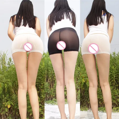 Sexy Transparent Carry Buttock Women Shorts Anti Emptied Low-waist Solid White Black Milk Silk Resilient Nightclubs