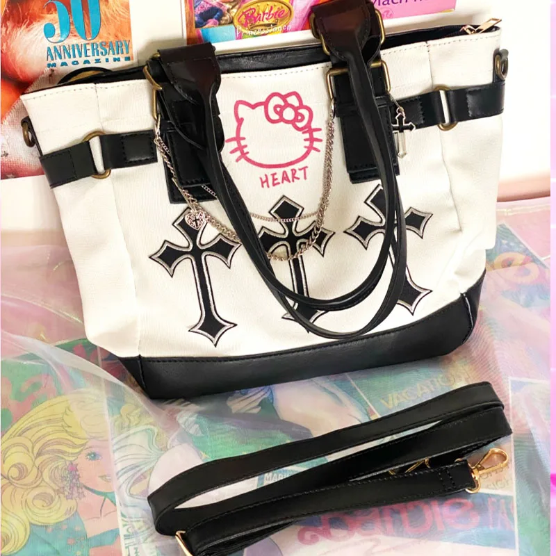 

Kawaii Hello Kitty Shoulder Bag 2023 New Cartoon Cute Cat Large Capacity Bag Women Shopping Bag Casual Handbag Anime Bag Gift