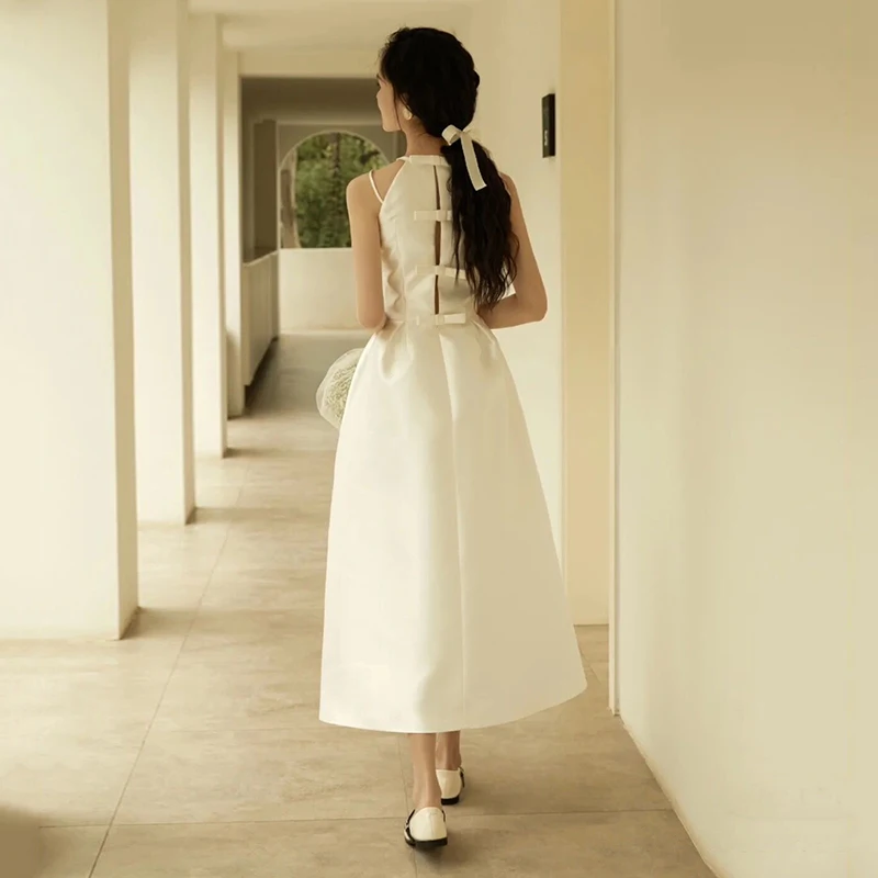 Легкое свадебное платье во французском стиле маленькое простое белое в