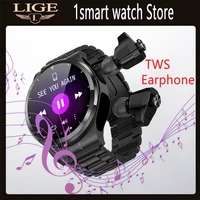 lige 2022 new tws earphone men with bluetooth headset smart watch for answering salls music full touch men sport smartwatches