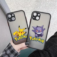 pocket monster gengar shockproof matte phone case for iphone 11 12 13 pro max mini 7 8 plus xr x xs pokemon cover pikachu anime
