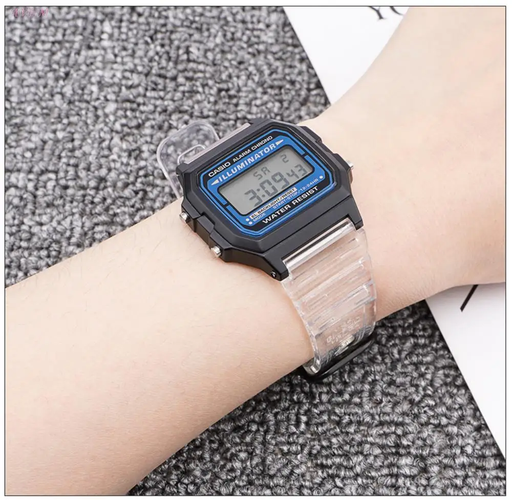 Ремешок из ТПУ для Casio F-91W/F84/F105/108/A158/168 AE-1200/1300 прозрачный силиконовый ремешок на